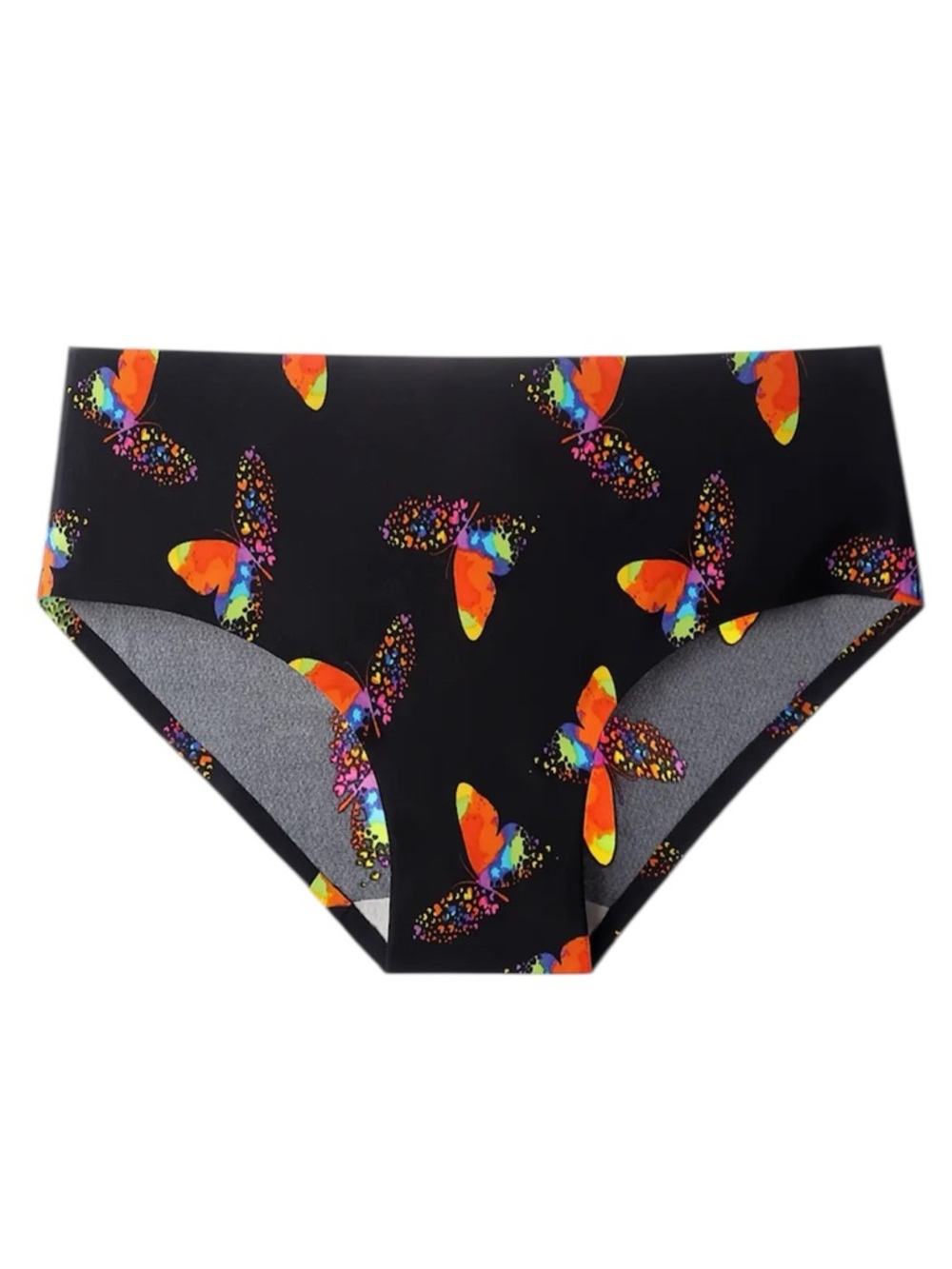 Black Bikini Panties with Multicolor Butterfly Print